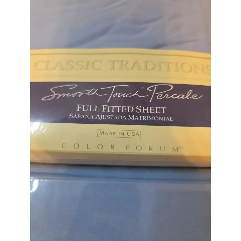 Vintage Color Forum Smooth Touch Percale Full Fitted And Flat Sheets Blue USA